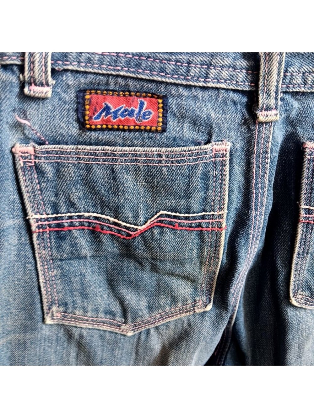 True Vintage Jeans 24x33 1980's MALE Disco Embroidered Pocket Denim Indigo Jeans